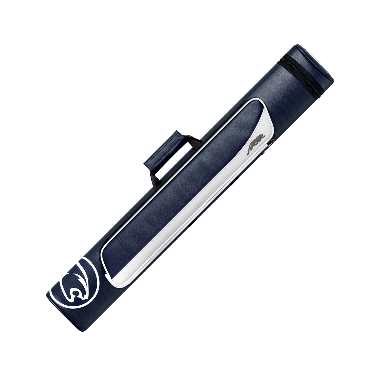 Blue and White Roadline 2x4 Hard Pool Cue Case Angled