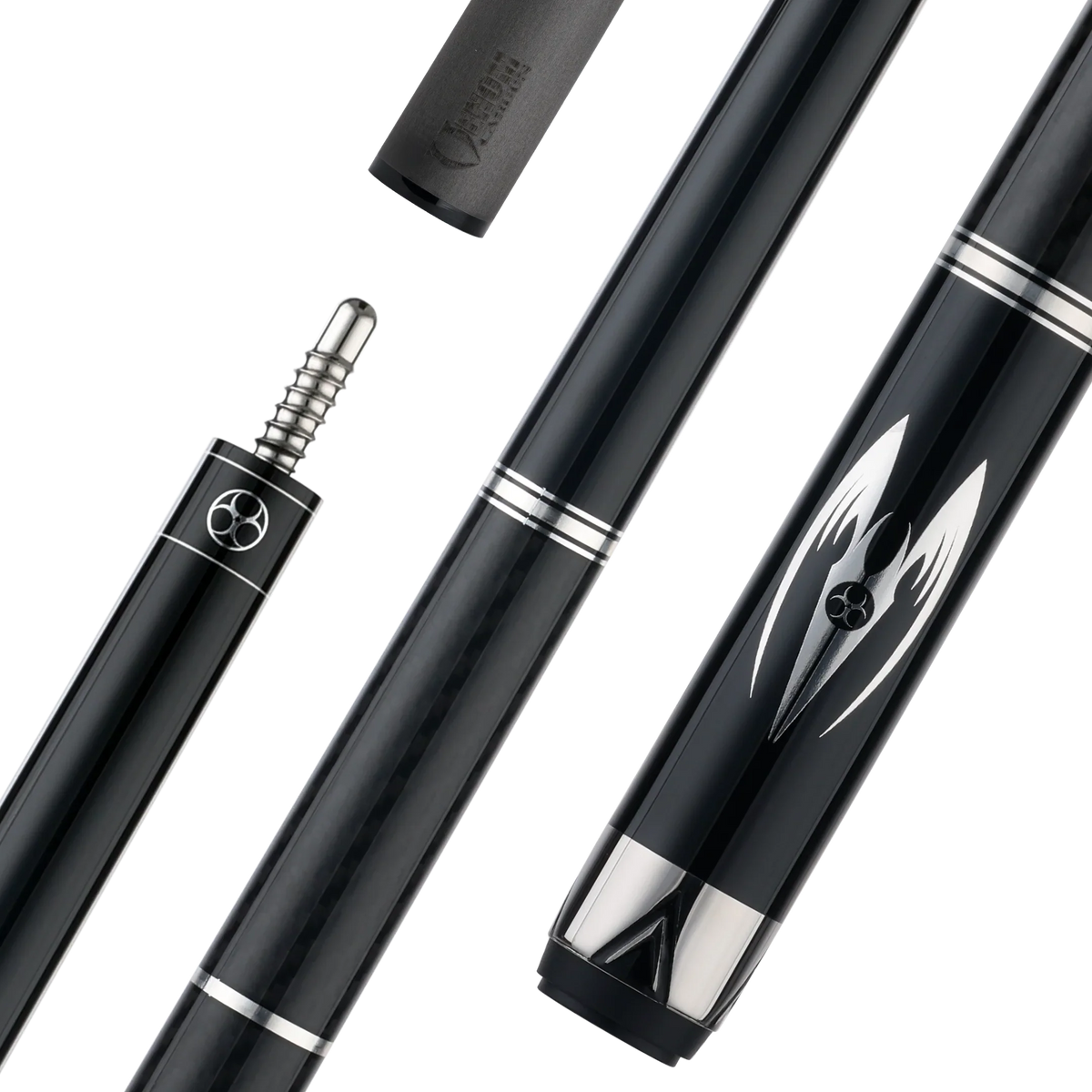 Poison Maelith Pool Cue with Carbon Fiber Shaft - Black/Black - Vinyl Wrap Finish