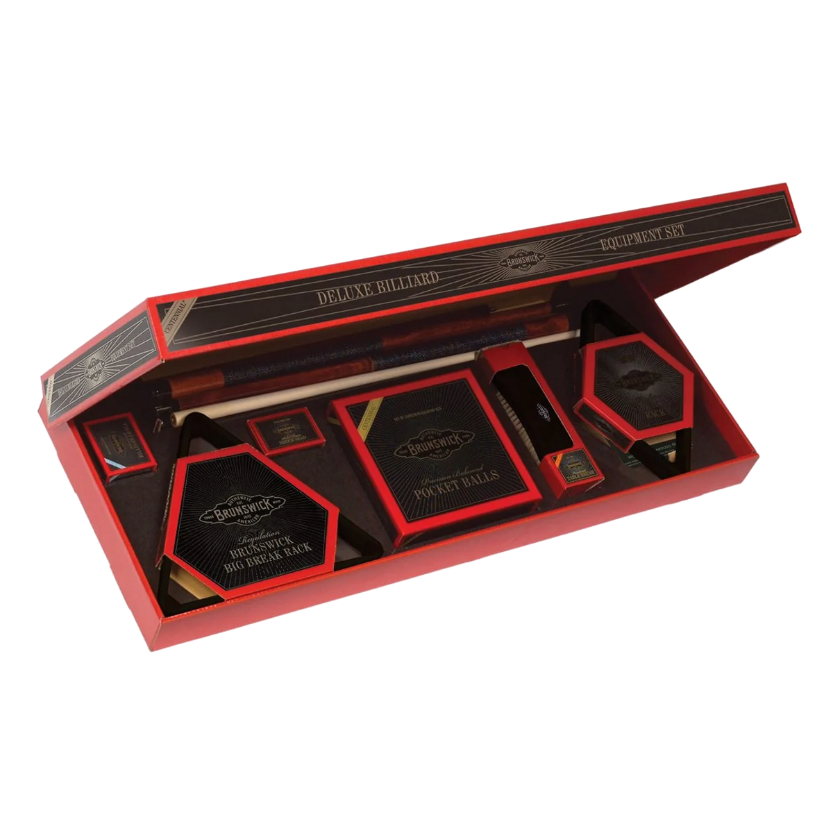 Brunswick Centennial Deluxe Billiard Equipment Set In Red Box