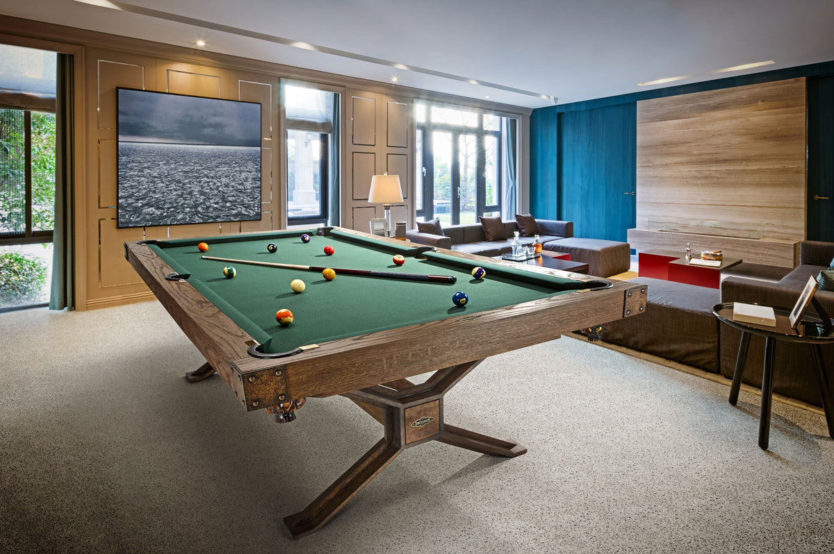 Brunswick Dameron 8ft Nutmeg Pool Table In a Room
