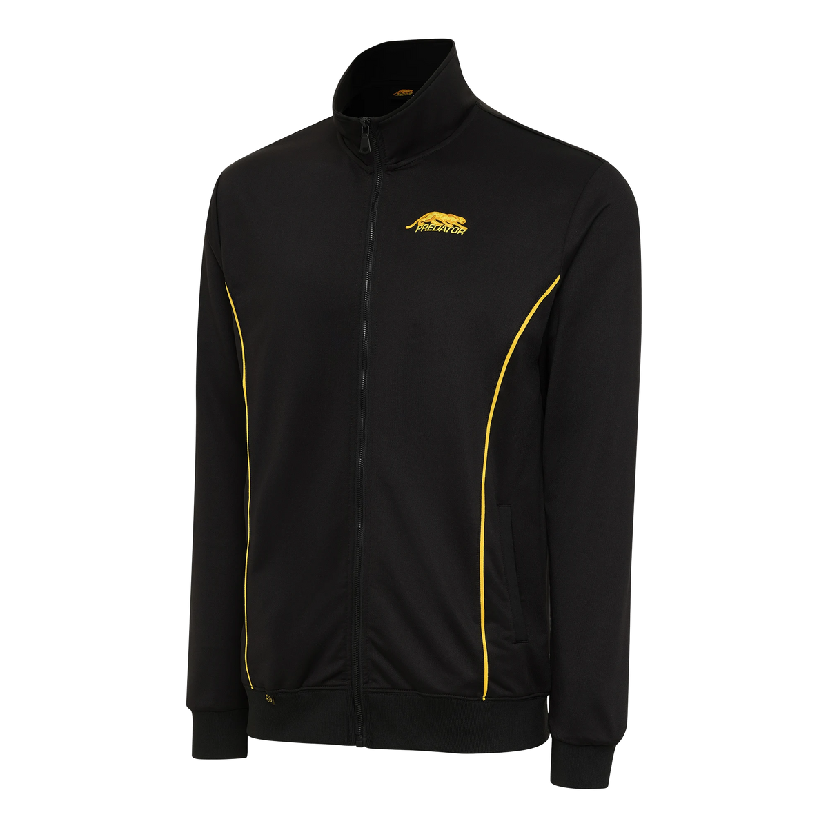Black Zipper Jacket with Yellow Stripe