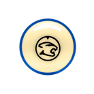 Blue stripe pool ball with a black cat branding