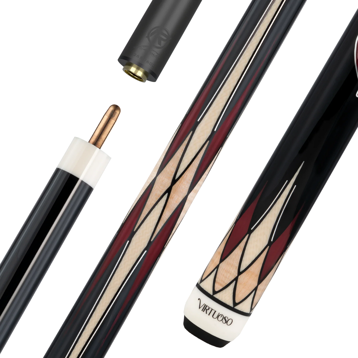 Black and Red Virtuoso Carom Cue