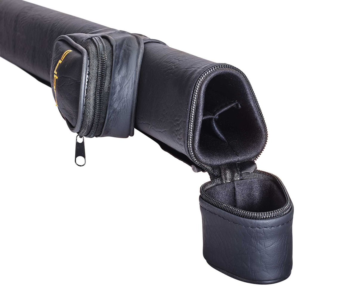 Cyber Triangle 1x2 Black Hard Pool Cue Case With Shoulder Strap Open
