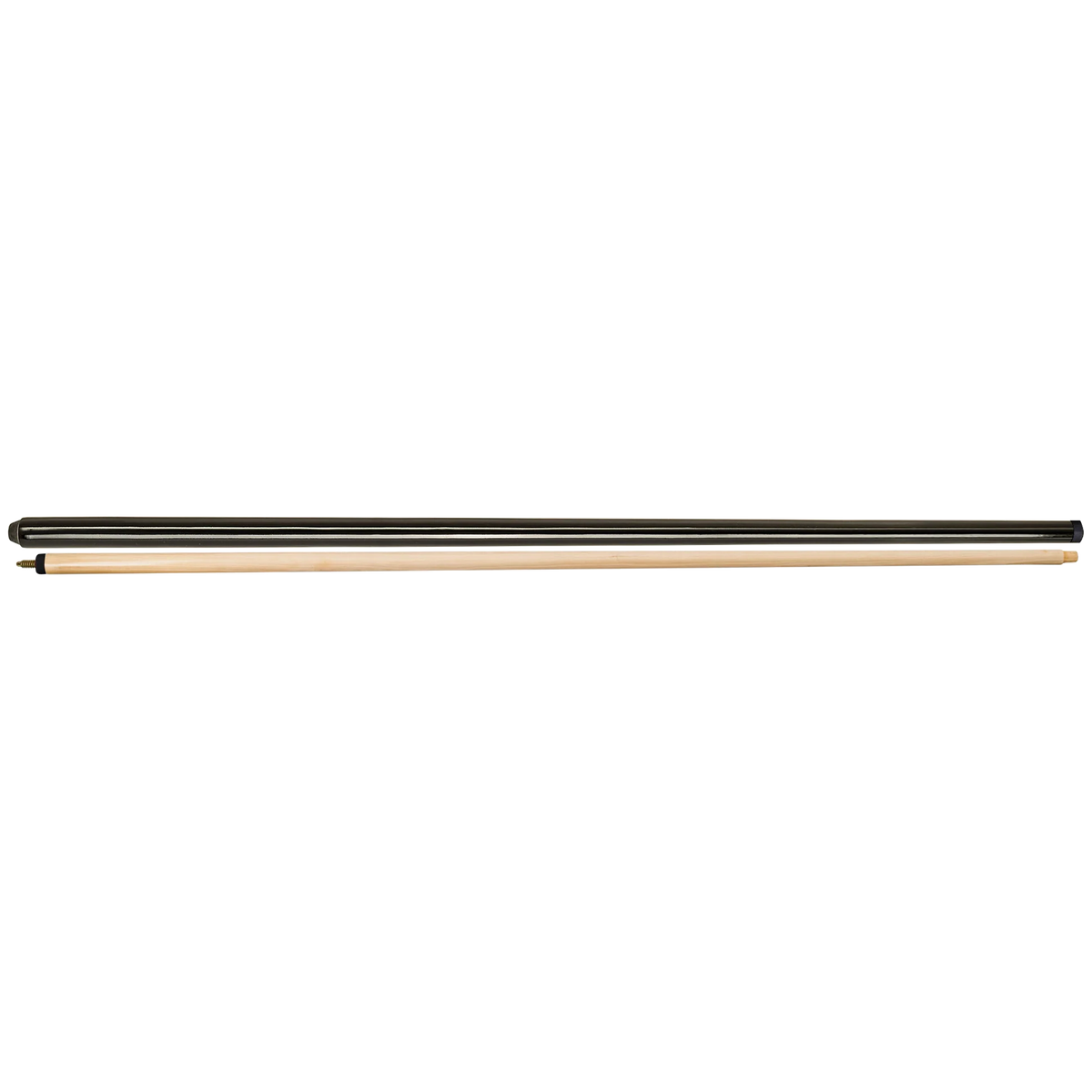 Two-Piece Wooden Bridge Stick in Black and Natural Wood with Black Rings, Shown Apart