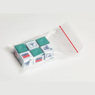 Six Cubes of Silver Cup Green Billiard Chalk in a Clear Zip Bag