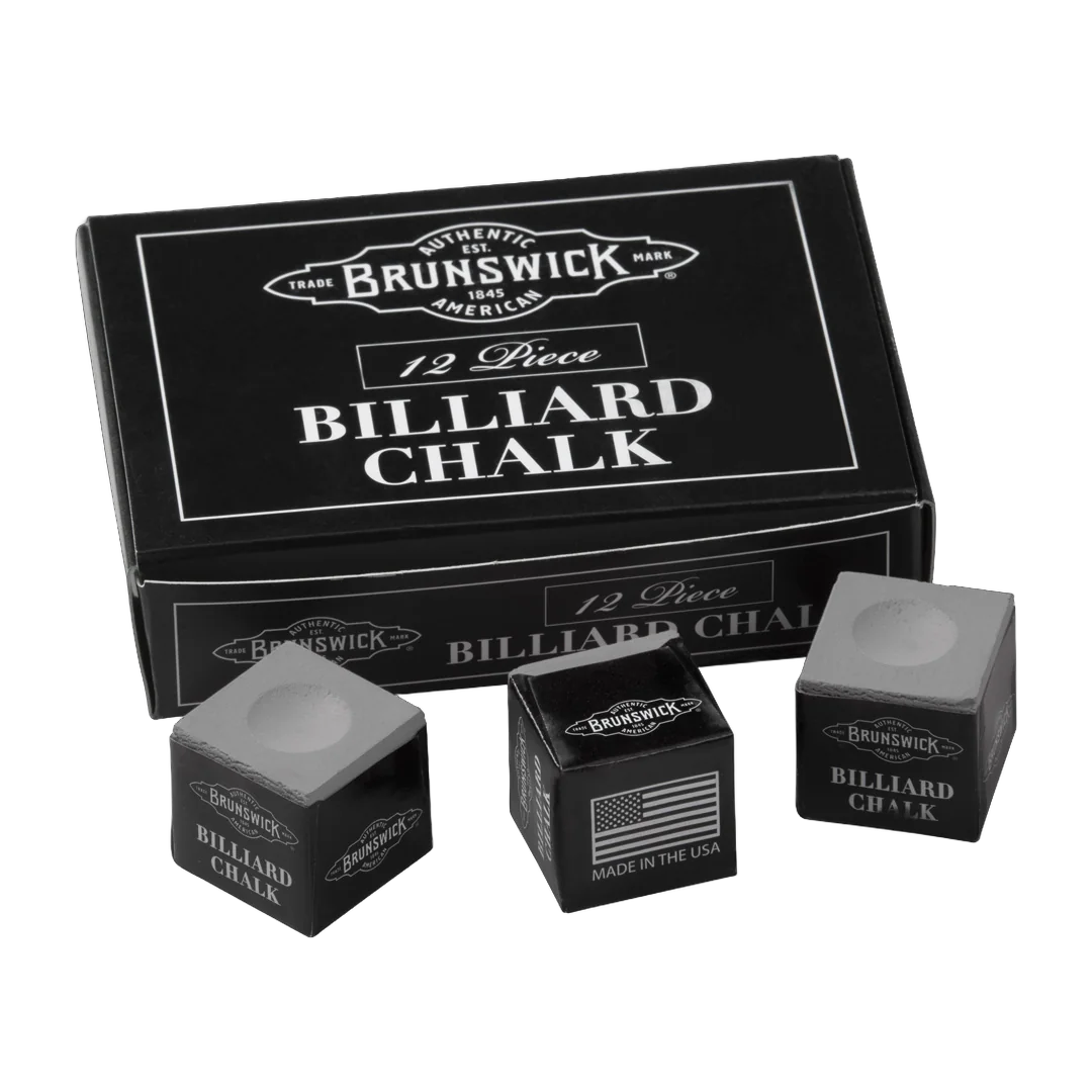 Brunswick Billiard Chalk, Gun Metal Grey, 12-Piece Box with Three Loose Cubes