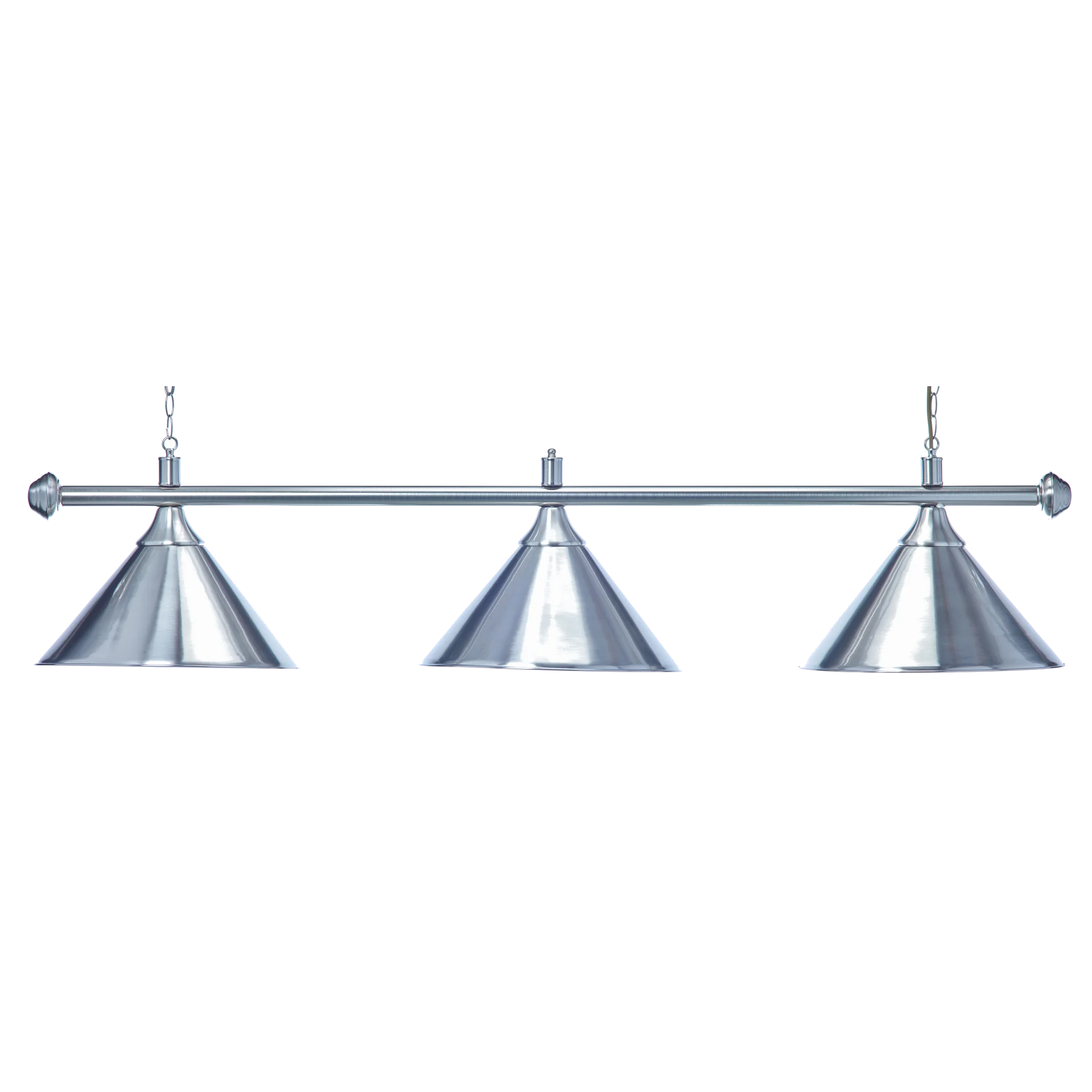 Eversilver 3-Shade Billiard Lamp With Brushed Silver Cone Shades and Matching Bar