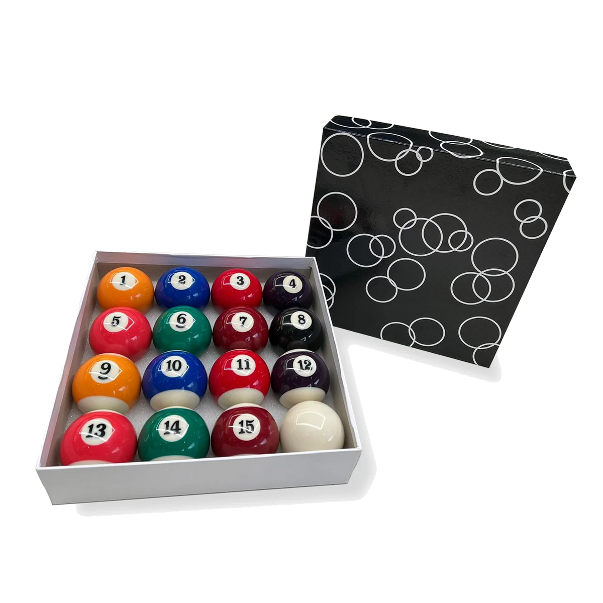 Cyber Pool Ball Set, 57.2 mm, in White Box with Black Lid