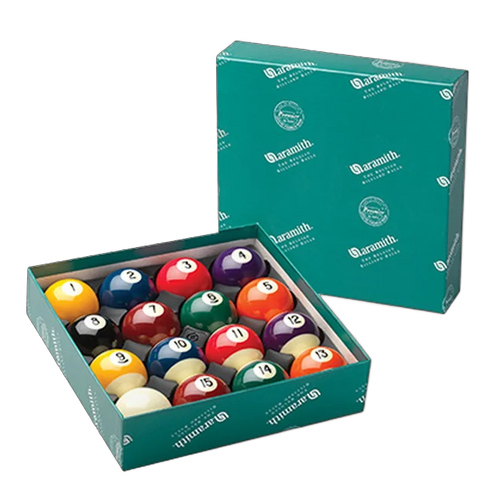 Aramith Premier Pool Ball Set in Open Green Aramith Box
