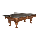 Brunswick Table Tennis Conversion Top on a Claw-Foot Wooden Pool Table With Net and Paddles