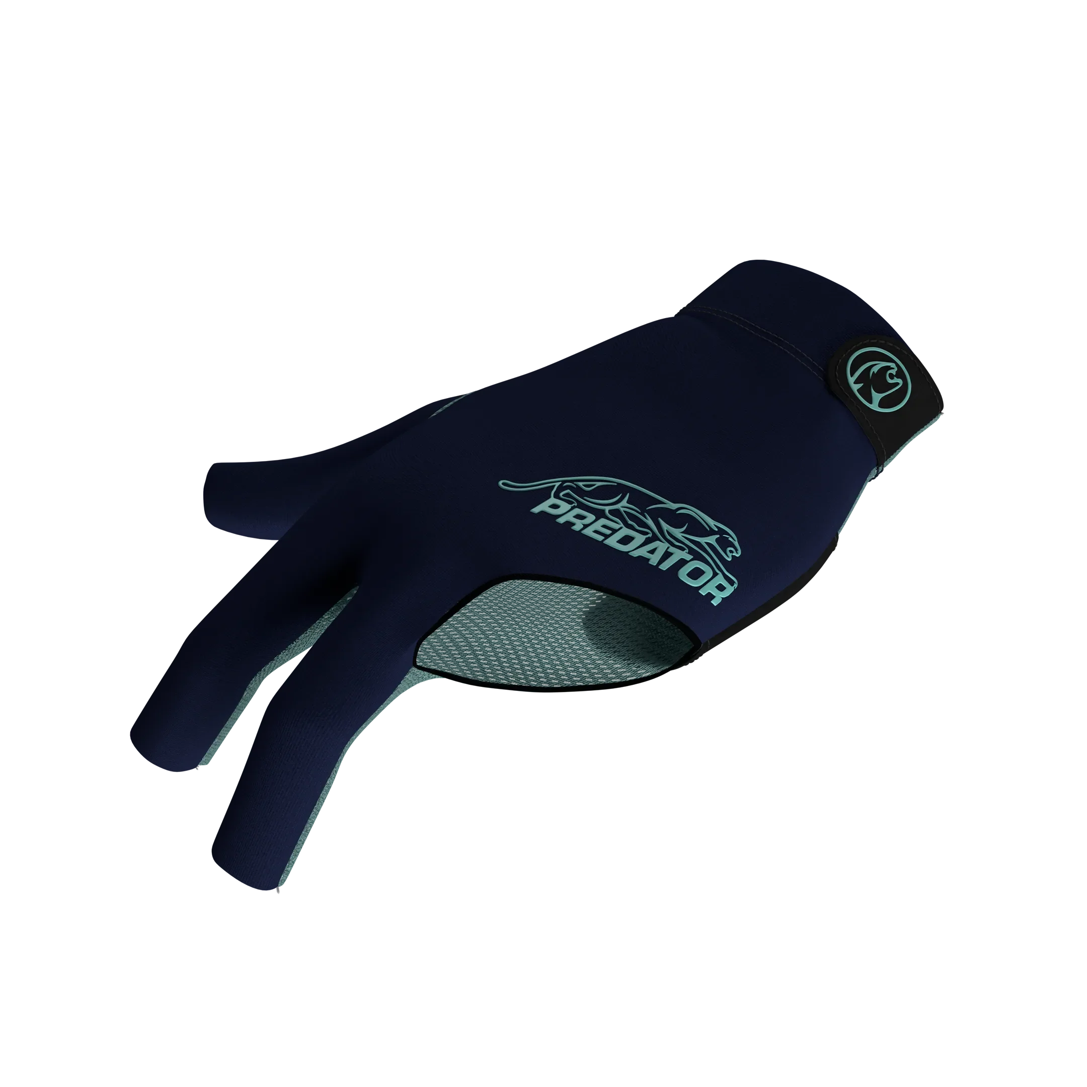 Dark blue glove with teal Predator branding