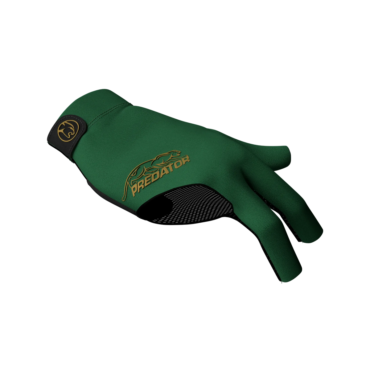 Green glove with gold Predator branding right hand with thumb