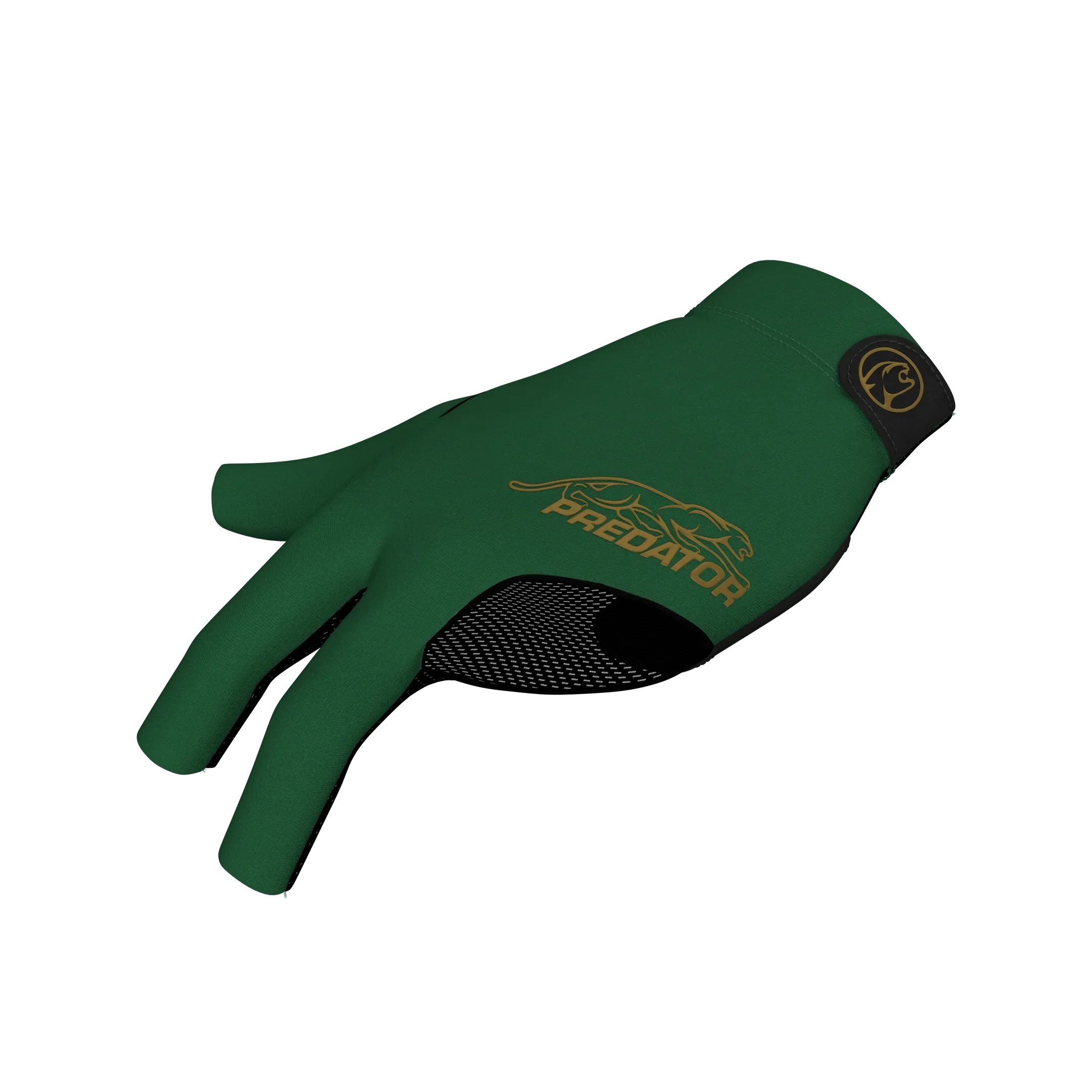 Green glove with gold Predator branding left hand