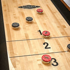 Brunswick Parsons 12 ft Shuffleboard in Natural Oak With Red and Black Pucks