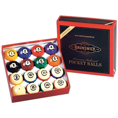 Brunswick Centennial Pocket Ball Set in Open Red Box with Lid Behind