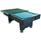 Green Two-Piece Table Tennis Top Partly Covering a Black Pool Table